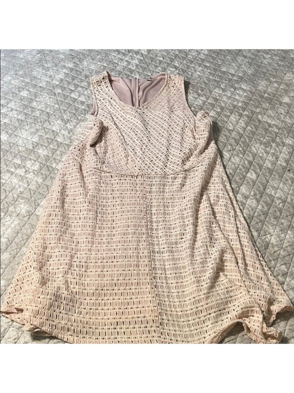Beige Textured Mini Dress